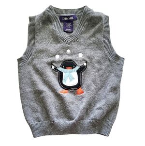 Cherokee Gray Penguin Sweater Vest Boys 24 Months Soft Winter Vest Kids Stylish